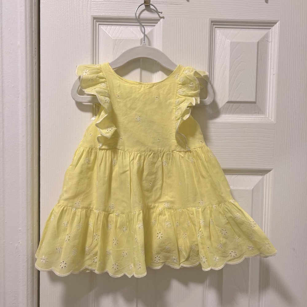 Yellow Eyelet Ruffle Dress
